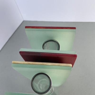 2 Morin Choiniere Frosted Glass Vases