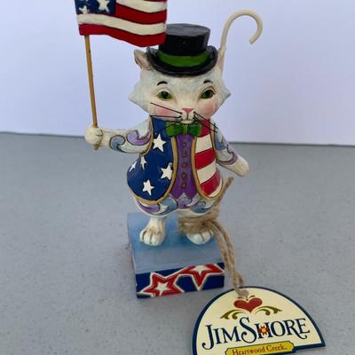 Jim Shore Patriotic Cat with Box