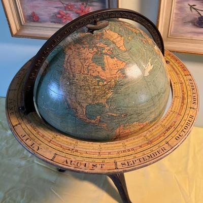 Antique Globe Bronze Stand 