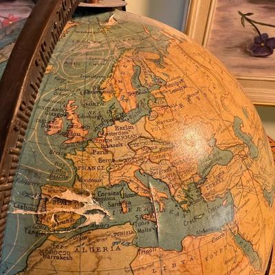 Antique Globe Bronze Stand 