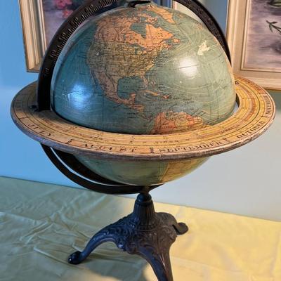 Antique Globe Bronze Stand 