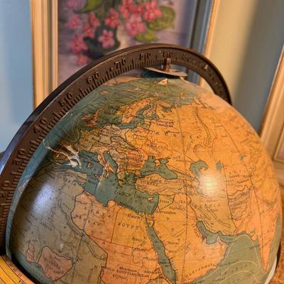 Antique Globe Bronze Stand 