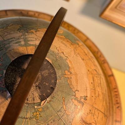 Antique Globe Bronze Stand 