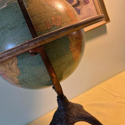 Antique Globe Bronze Stand 