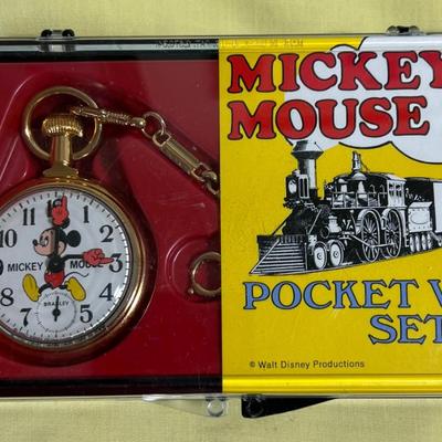 Mickey Mouse Pocket Watch Set Vintage