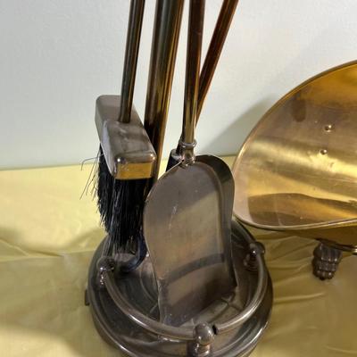 Brass Log Holder & Fire Place Set 