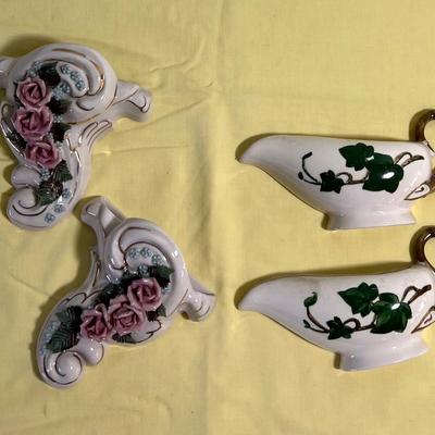 2 Different Sets of California Pottery Roses and Ivy 