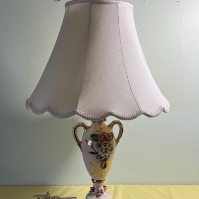 Ceramic Lamp with a Filigree Finial Roses