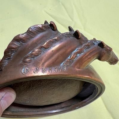 Solid Copper Horse Head Ash Tray 