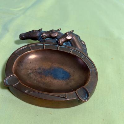 Solid Copper Horse Head Ash Tray 
