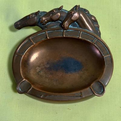 Solid Copper Horse Head Ash Tray 