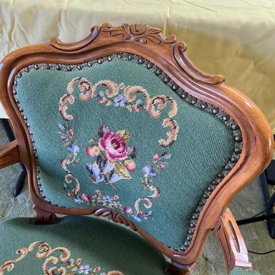 Fabulous Green Needle Point Chair. His. 
