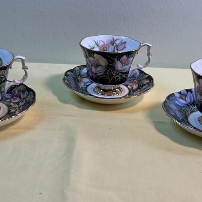 Royal Albert Provincial Flowers (3) Tea Cups with Saucers 