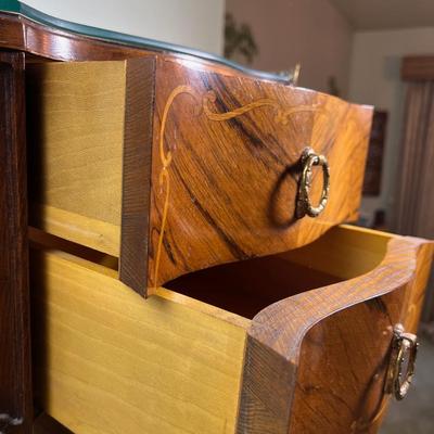 French Provincial Inlay 2 Drawer, Small Entry way Table
