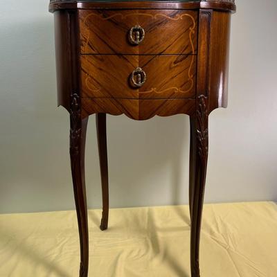 French Provincial Inlay 2 Drawer, Small Entry way Table