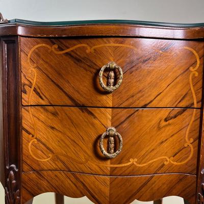 French Provincial Inlay 2 Drawer, Small Entry way Table