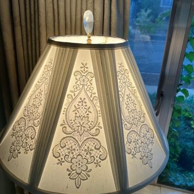 Lamp With Lace Shade and Cut Glass 