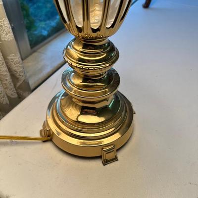 Lamp With Lace Shade and Cut Glass 