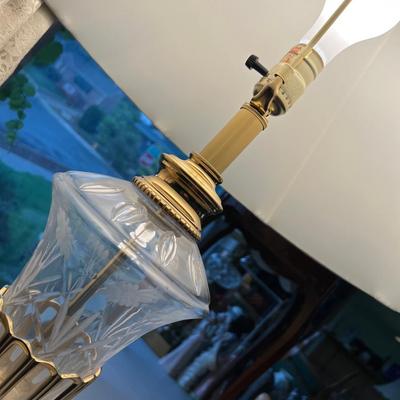 Lamp With Lace Shade and Cut Glass 