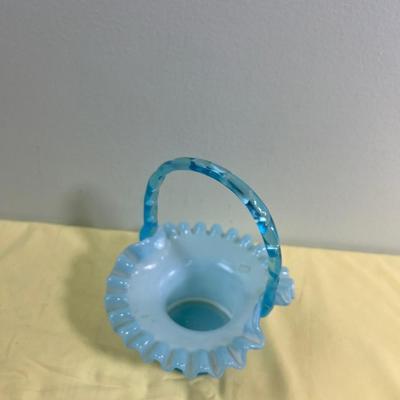 Satin Blue Brides Basket Fenton