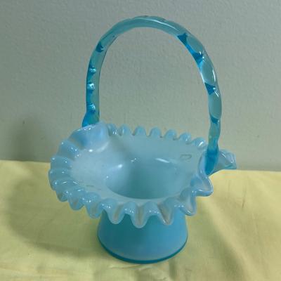 Satin Blue Brides Basket Fenton