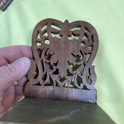 Bronze Baby Shoe and Carved Wood BOOKENDS (2) sets