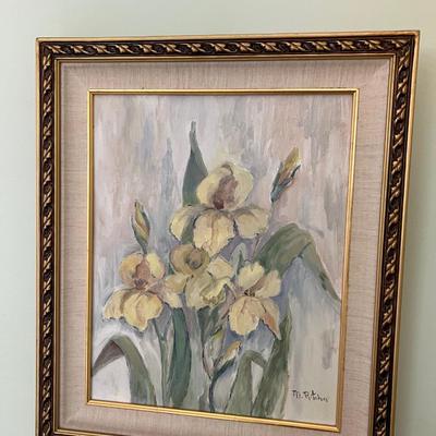 Oil on Canvas, Yellow Flowers Signed M. Ritchie 
