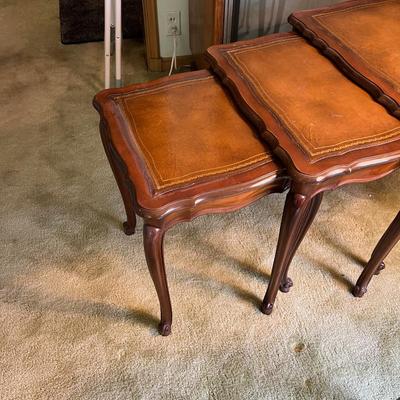 Set of 3 Leather Top Nested Tables 