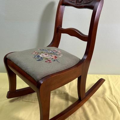 Needle Point Childs ROCKER Mahogany 