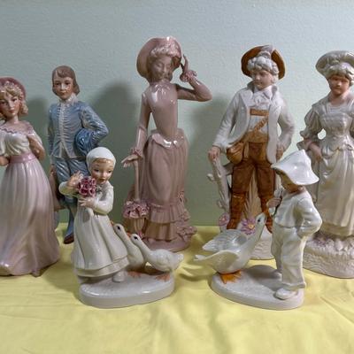 7  Ceramic Hand Painted Figurines by Myrtle  