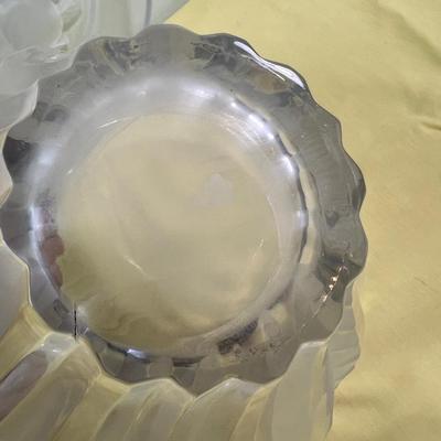 3 Etched Satin Glass Serving Bowls 