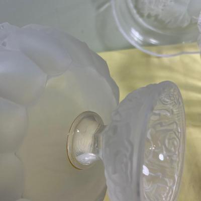 3 Etched Satin Glass Serving Bowls 