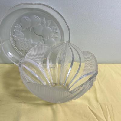 3 Etched Satin Glass Serving Bowls 