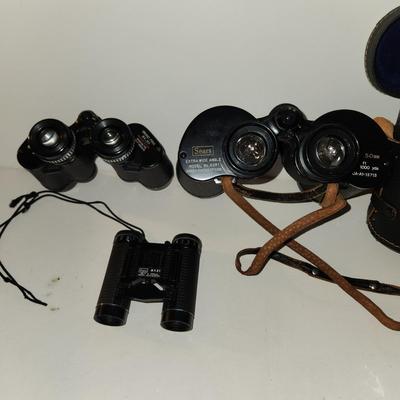 Lot of 3 Binoculers Sears 8x21 , Swift 8x30, Sears Extra wide 7x 50 Model 6281