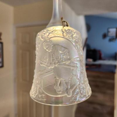 Lot of 7 Glass Bells Fenton, RCR Italian Crystal, Enesco, Lefton,