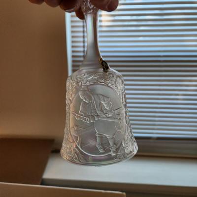 Lot of 7 Glass Bells Fenton, RCR Italian Crystal, Enesco, Lefton,