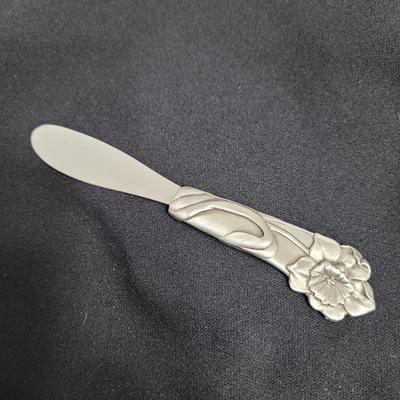 Pewter and Marble Cheese Tray and Crystal Glass (K-EL)