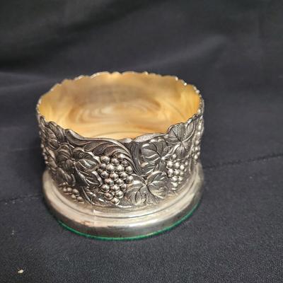 Pewter and Marble Cheese Tray and Crystal Glass (K-EL)