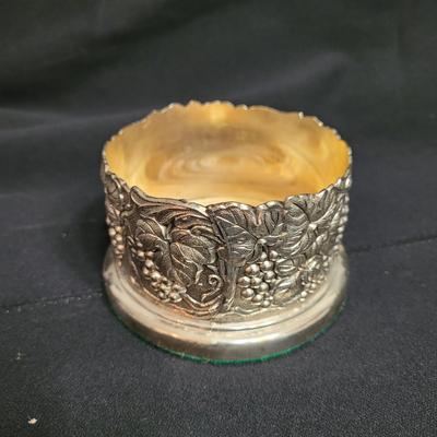 Pewter and Marble Cheese Tray and Crystal Glass (K-EL)