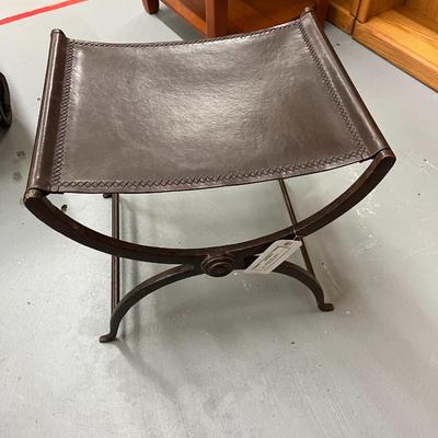 Sale Photo Thumbnail #1001: Arts & Crafts Morgan Colt Style Wrought iron and leather curule Stool Choice #1