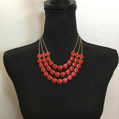 Beautiful Red enamel,gold tone statement, necklace