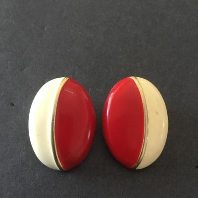 Vintage Monet enamel oval clip on earrings
