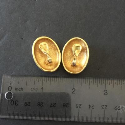 Vintage Monet enamel oval clip on earrings