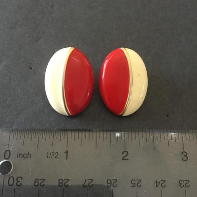 Vintage Monet enamel oval clip on earrings