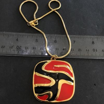 Red Black Enamel Necklace