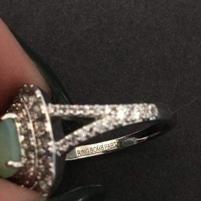 Beautiful very nice silver tone, rhinestone tranquil, Seaglass, Crystal ring