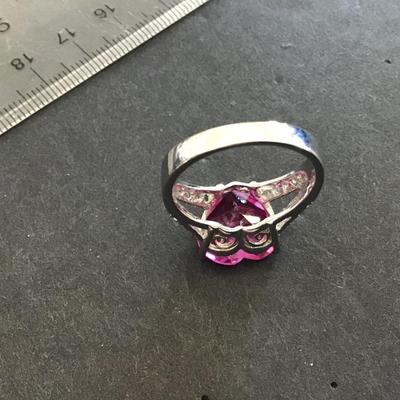 Pink Heart Chunky Glass Ring