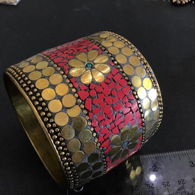 Gorgeous Large Brass Cuff. Nice