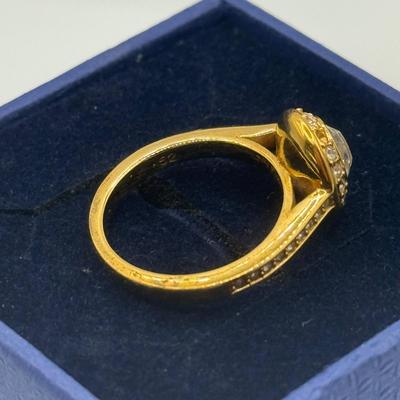 LOT 91J: Swarovski Crystal Rose Gold Ring w/ Matching Band in Boxes (size 5.5)