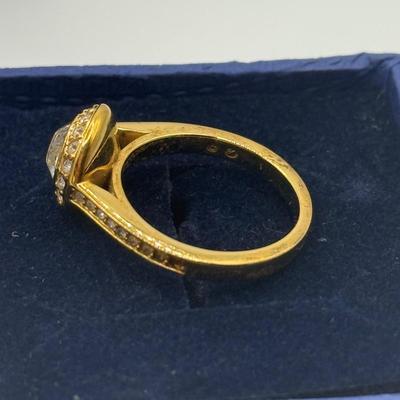 LOT 91J: Swarovski Crystal Rose Gold Ring w/ Matching Band in Boxes (size 5.5)